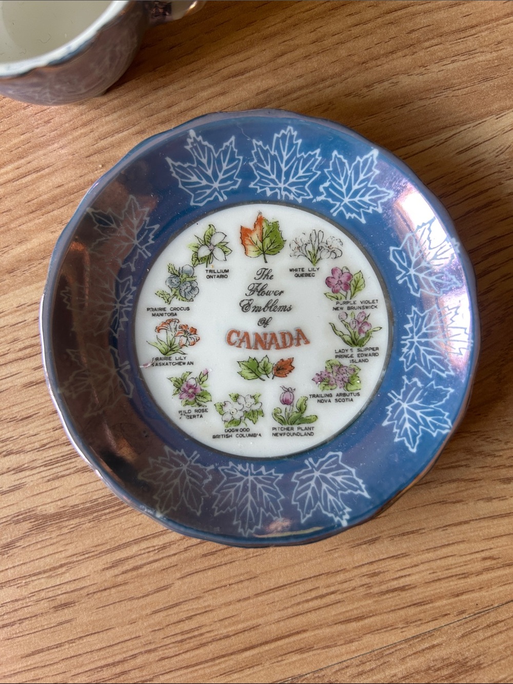 Canada Floral Emblems Decorative Plate - Blue